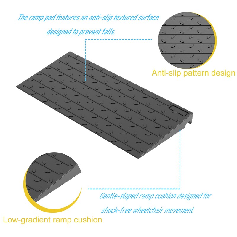 OrangeStar Heavy Duty Rubber Threshold Ramp – 2" Rise Wheelchair