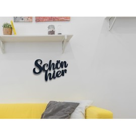 Schön Hier Lettering - Schön Hier Sign Decoration - Living Room Wall Decoration - Living Room Wall Decoration - Wall Sticker - Sticker - Wall Decoration for Home (L)