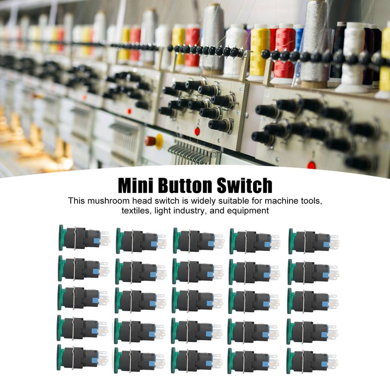 25Pcs/Set Green Mushroom Head Switch IP65 Plastic Mini Button Switches