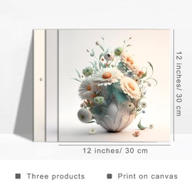 Piy Painting Canvas Pictures Flowers in a Vase Pictures 30 x 30 cm Canvas Wall Pictures with Built-in Frame for Kitchen, Living Room, Dining Room, Bathroom