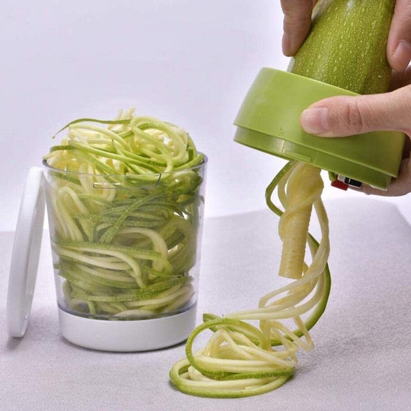 Spiral Vegetable Slicer, Manual Spiral Chopper with 3 Blades and