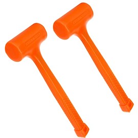 Acrux7 Dead Blow Hammer Set of 2 Pcs 1Lb Neon Rubber Orange Mallet Hammer with Non-Marring Rubber Coating, Dead Blow Ball Peen Hammer, Checkered Grip, Spark and Rebound Resistant