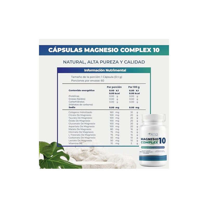 NAIMA Magnesio 10 Complex | Suplemento Alimenticio con 10 Formas