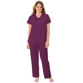 Exquisite Form Women's Plus Size Coloratura Sleepwear Short Sleeve Pajama Set 90807, Amaranth, 1XL