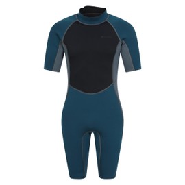 Mountain Warehouse Shorty Mens Wetsuit – 2.5mm Thickness, Neoprene Contour Fit One Piece Surf Suit - - Perfect for Spring Summer & Outdoors Petrol Blue S-M