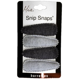 Mia Snip Snaps-Contour Clips Covered With Denim Material As Shown-Each Barrette Measures 2" Long x .75" Wide (4 pieces per card)