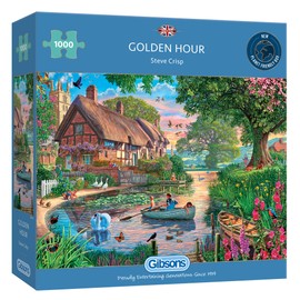 Golden Hour | 1000 Piece Jigsaw Puzzle | Countryside River Sunset | Sustainable Jigsaw Puzzle for Adults | Premium 100% Recycled Board | Great Gift for Adults | Gibsons Games