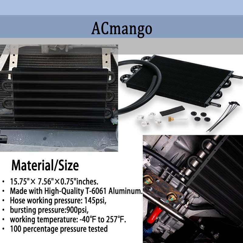 ACmango 6 Pass Ultra-Cool Tube and Fin Transmission Cooler Universal