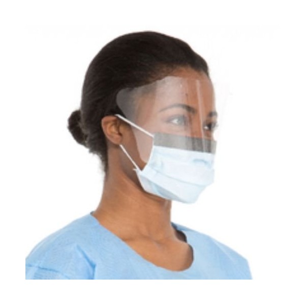 Halyard Health 62116 Fluidshield The Protector Fog-Free Procedure Mask with Wraparound Visor, Blue (4 Boxes of 25, 100 Total)