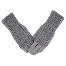 Fadsace Winter Knit Gloves Touchscreen Texting Gloves Thick Cotton Fingerless + Full 2-in-1 (Gray)