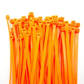 Aroono 250pcs Orange Cable Ties 10inch, 0.19 wide zip ties-heavy duty, Durable Outdoor Wire Ties with 50lbs Tensile Strength, Nylon Material, UV Resistant, for Home, Fence, Gardening