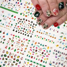 30 Sheets Christmas Nail Art Stickers Snowflake Nail Stickers Snowmen Santa Claus Elk Sock Penguin Nail Decals 3D Self Adhesive Nail Art Supplies New Year DIY for Women Girls