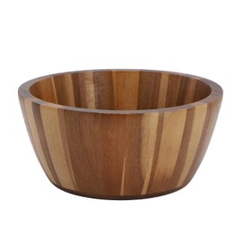 Elama 2 Piece 8.5 Inch Acacia Wood Salad Bowl Set, Dining Bowl, Serving Bowl, Natural Wood Dinnerware Set (8.5in Dark)