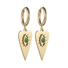 Niaspi Evil Eye Dangle Earrings for Women Stainless Steel Green Turquoise Heart Drop Small Huggie Hoops Dangle Earrings