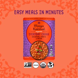 Maya Kaimal Foods - Organic Indian Everyday Chana - 10oz - Fully Cooked with Chickpeas, Tomato & Onion - Vegan - Microwavable - Ready to Eat - Pack of 6