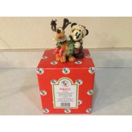 Enesco VINTAGE ENESCO 1998 MICKEY AND PLUTO, ALL DECKED OUT IN HOLIDAY CHEER,NEW IN BOX