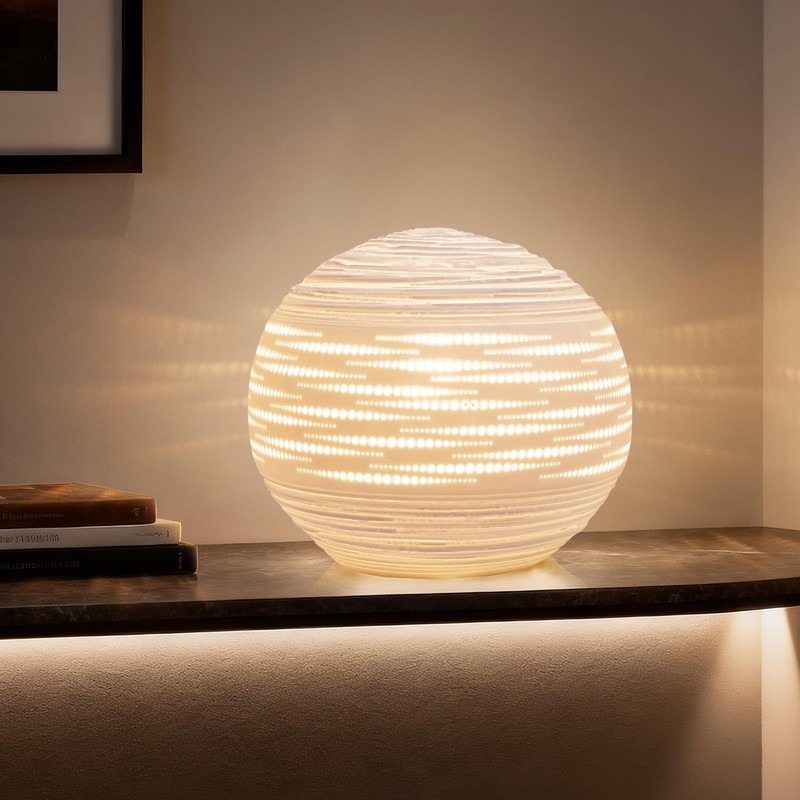 RONDURE 8.7" Modern Ceramic Table Lamp, Modern Bedside Lamps for