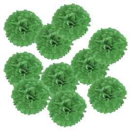 PATIKIL 8" Tissue Pom Poms Flowers, 10 Pack Paper Flower Ball for Wedding Bridal Shower Birthday Bachelorette Party Backdrop Decoration, Green