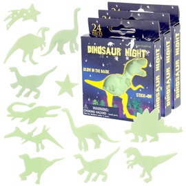 MIJOMA Dinosaur Glow-in-the-Dark Wall Stickers Set - 72 Pieces, Luminous Dino Stickers, Various Sizes from 2.5-7.5 cm, Includes Glue Dots, Glow in the Dark Nursery Decoration