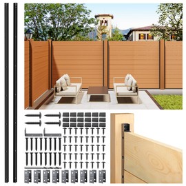 Prinfort 2pack 5FT (H: 56.7″) Matel Backyard Privacy Fence Panels Post Black, Install Fence Panels Post for Wood Slats Outdoor