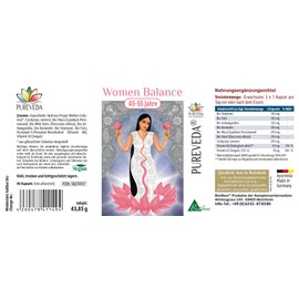 Women Balance 45-55 Years - Ayurvedic Herbal Formula - Natural Ingredients Shatavari, Ashwagandha, Coriander, Maca, Yams, Cordyceps Sinensis - No Additives - From BIOTIKON®
