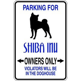 Parking for Shiba Inu -Parking Signs - Picture Art - Peel & Stick Vinyl Wall Decal Sticker Size : 9 Inches X 18 Inches - 22 Colors Available