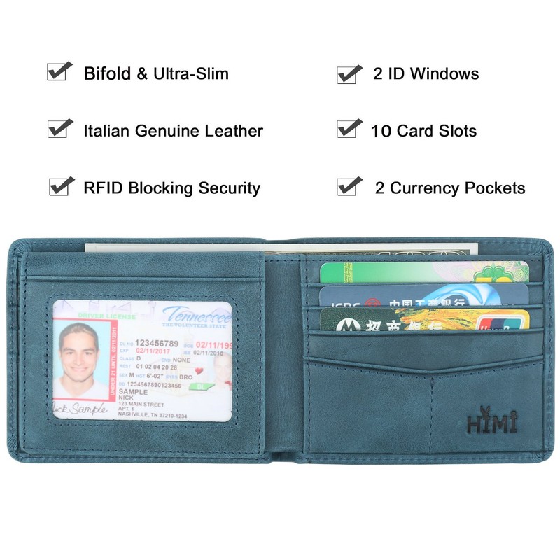 Wallet for Men-Genuine Leather RFID Blocking Bifold Stylish Wallet With