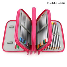 YFZYT Pencil Case Super Large Capacity Pencil Bag Students Stationary Bag Coloured Pencils Holder Case Pencil Case 72 Slots Rose Red #1