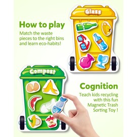 Coogam Montessori Toys for 3 Year Old, Magnetic Garbage Recycling Sorting Toy - Waste Category Classification and Environmental Awareness Learning Educational Gift Toy Game