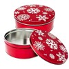 Premium Cookie Tin (2 Pack) Holiday w/Flurries Snowflakes Red Design,