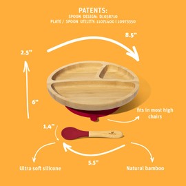 Smart Start Avanchy Avanchy No Turning Baby Baby Shower Gift Plate Wide with Suction Cup and Spoon, Gray, Assorted 2 Pack