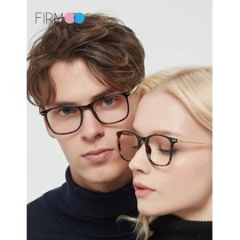 Firmoo Blue Light Blocking Glasses for Women Men, Anti Eye Strain Square Frame Computer Glasses Black Clear