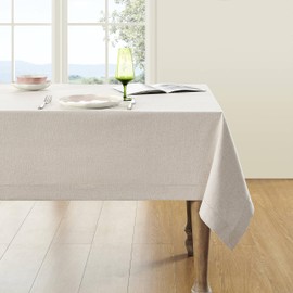 ZeeMart Neutral Tablecloth, Farmhouse Linen Style Table Cloth Square Table Cloths 60 x 60 Inch Light Natural, Wrinkle Resistant Washable Heavy Weight Tight Weave TableCloths