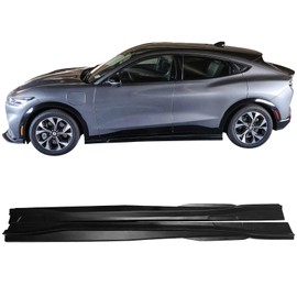 IKON MOTORSPORTS, Side Skirts Compatible With 2021-2024 Ford Mustang Mach-E, Matte Black PP Polypropylene IKON Style Rocker Panel Driver Passenger Side