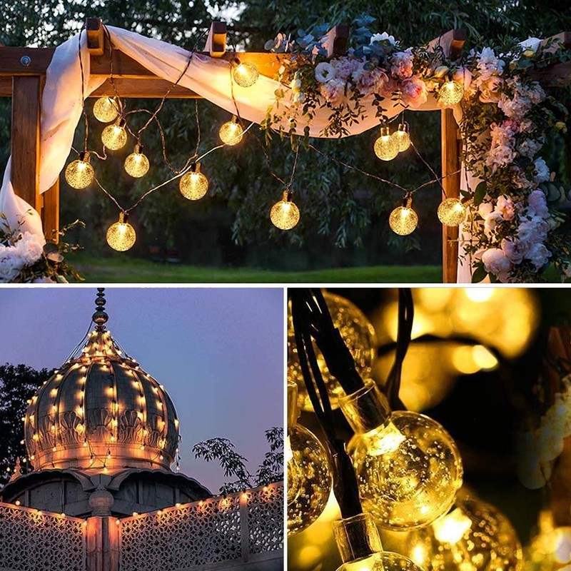 2 Pcs 50 LED 32FT Crystal Globe Solar String Lights
