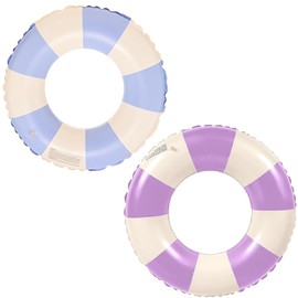 Swimming Ring, Pack of 2 Air Mattress Swimming Hoops, Inflatable, Summer Floating Water Toy, Durable Cool Swimming Ring for Pool, Sand, Beach Party (Blue + Purple 70)