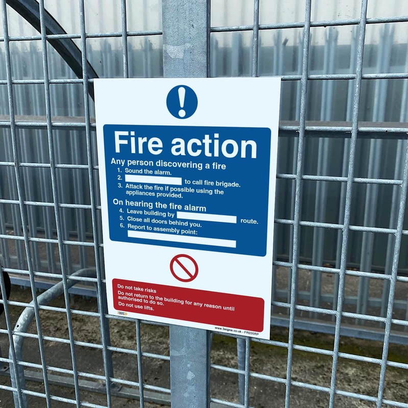 Fire Action Plan Sign - A5 1mm Rigid Plastic Sign
