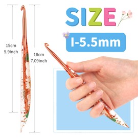 Coopay Crochet Hooks, 5.5mm Ergonomic Crochet Hook with Floral Plastic Grips, Stylish and Unique, Ideal for Crocheting Blankets, Dolls, Shawls, Hats, Scarves (I-5.5mm)