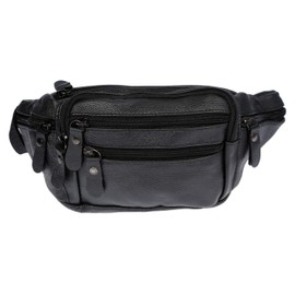 Leather Bum Bag for Men Women Black Brown Waist Bag Waist Bag, black, shoulder bag