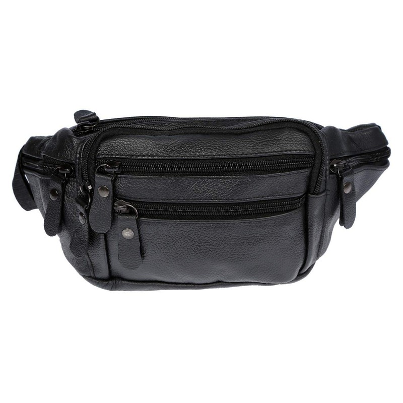 Leather Bum Bag for Men Women Black Brown Waist Bag