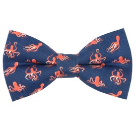 OCIA Cute Pattern Pre-tied Bow Tie Adjustable Bowties for Adult & Children Coral Navy (Octopus)