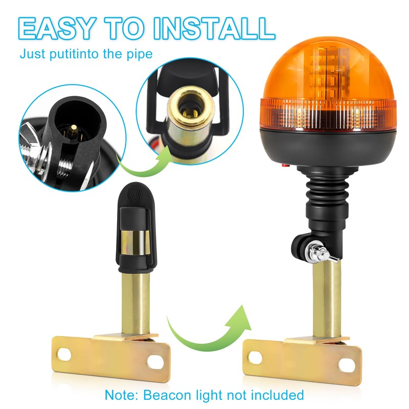 Biqiure 1PC Beacon Mounting Bracket,Rotating Flashing Amber Beacon Mount Bracket