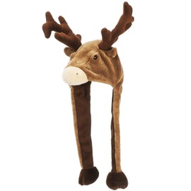 Geschenke mit Namen Gift With Name Reindeer Soft and Cuddly, Plush Hat, Brown, One Size