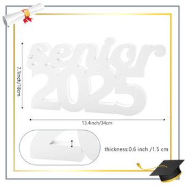 Senior 2025 Sign Graduation Decorations 2025 Grad Photo Props Graduate Picture Props Senior Night Decorations Freestanding Table Centerpieces for Grad Party Supplies (White)