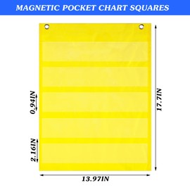 Lincia 6 Pcs Classroom Magnetic Pocket Chart Squares Kid Teacher Small Pocket Chart Mini Pocket Chart Organizer Back to School Resources for Homeschool Schedule Activities, 6 Colors (17.7 x 14 Inch)