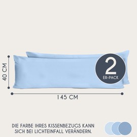 Cushion Cover 40 x 145 cm Renforcé Cotton (Set of 2) – Light Blue – Densely Woven with 57 Threads/cm² – Cushion Cover 40 x 145 cm – Oeko Tex Certified – Dreamzie