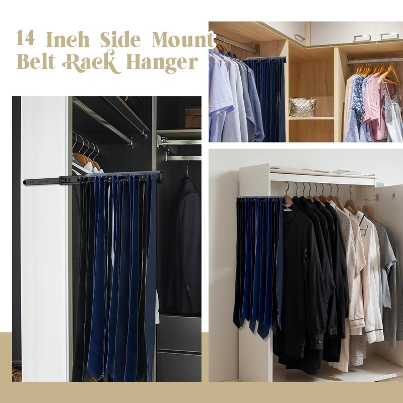 Blulu 2 Pcs 13.8'' Sliding Tie Rack Hangers for Closet,