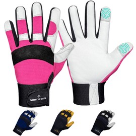 NORTH SKIN Heavy Duty Gardening Work Gloves Touch Screen, Thorn Proof Leather Garden Utility Working Gloves Multipurpose Dexterity for Gardeners Mechanics Ladies Women
