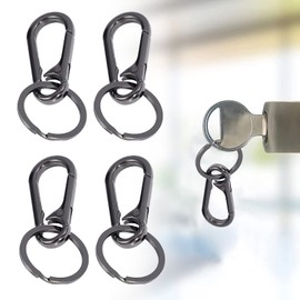 ZoeTekway Pack of 4 Metal Carabiners Black Key Chain Carabiner Key Ring Removable Snap