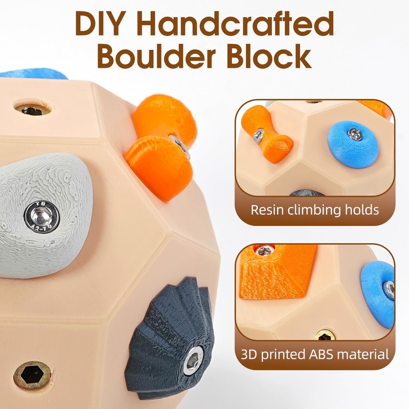AUOQZ Handcrafted Boulder Blocks for Climbers 3D Rock Climbing Ball